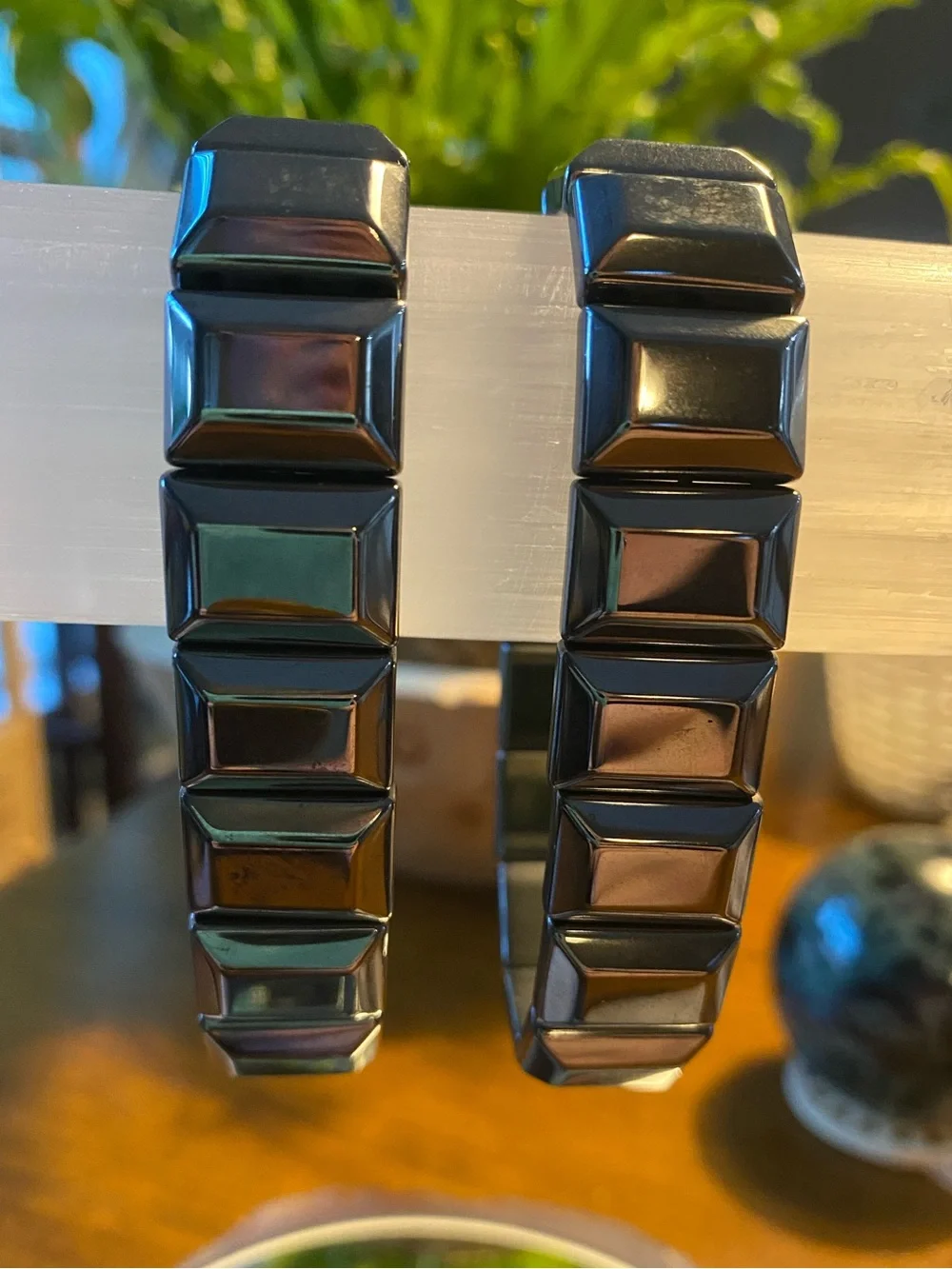 Men’s Hematite Square Stretch Bracelet – Bold, Grounding & Timeless